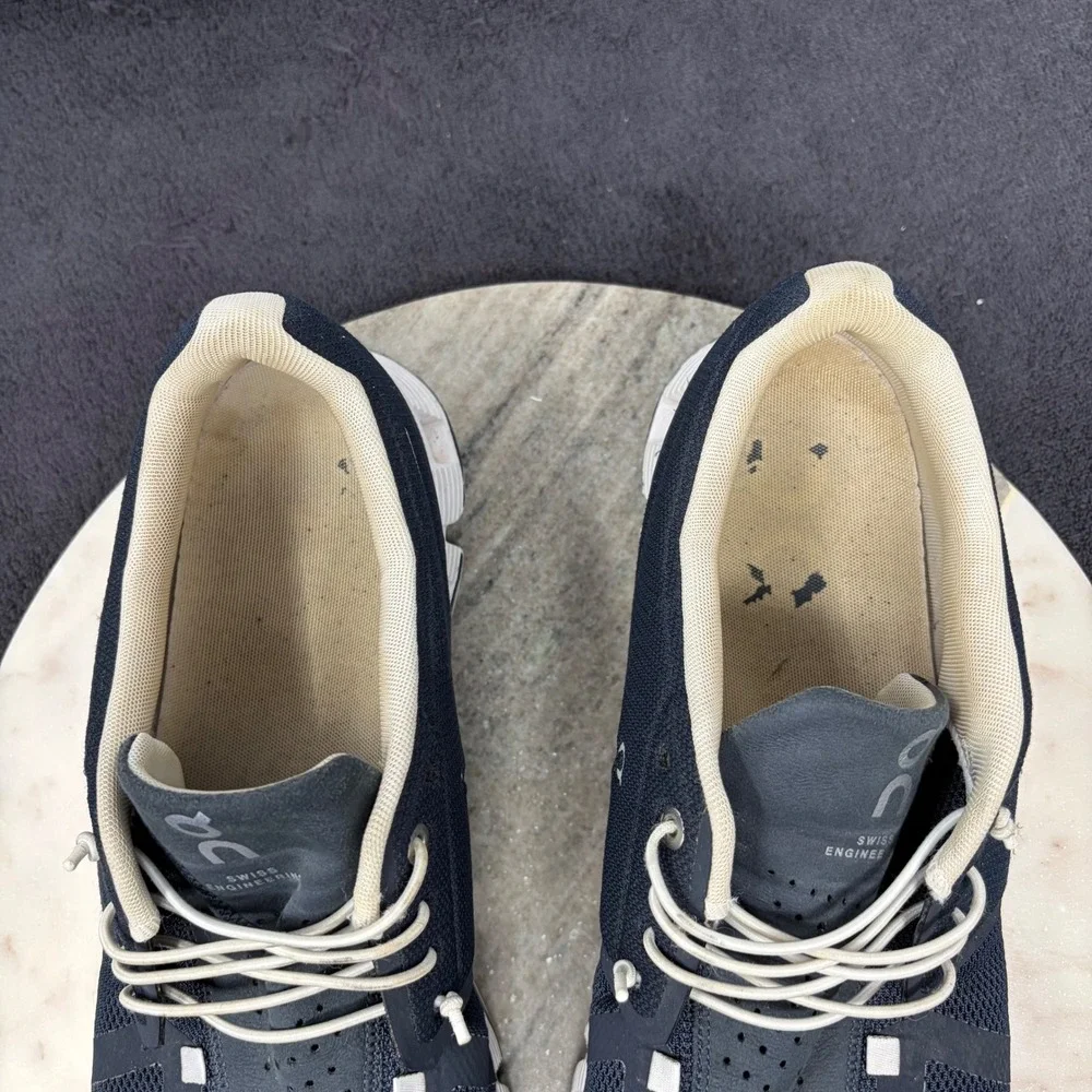 On Cloud 5 Mens 11.5 Running Shoes Midnight Navy Blue White Active Sneaker Tech